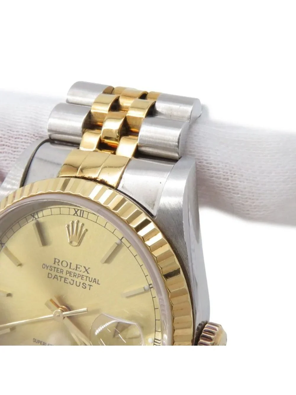 Rolex Datejust Number SS 18k Yellow Gold Watch Champagne Dial